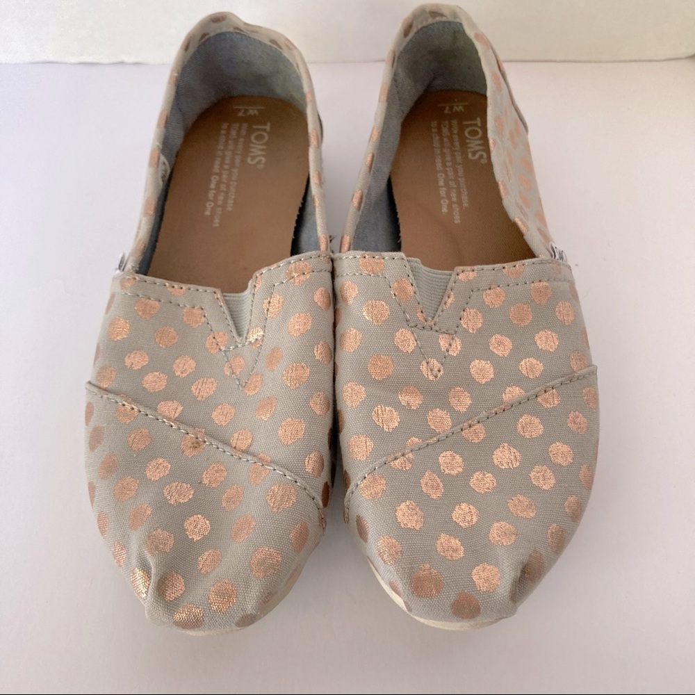 Toms gold polka dot shoes